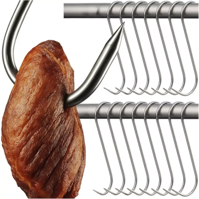 Kaminer RVS Rookscharen Set – 15 Vleeshaken voor Vlees & Vis