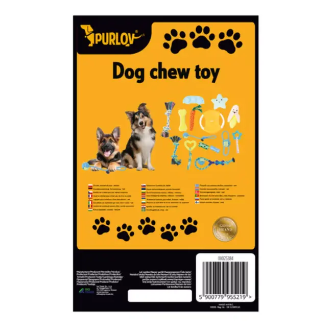 Purlov Honden Speelgoed Set 16-in-1 – Duurzaam Kauw- & Trekspeelgoed