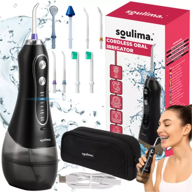 Soulima Draadloze Mondirrigator – 8 Opzetstukken & 5 Waterdruk Modi