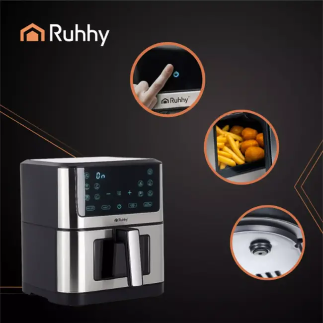 Ruhhy Airfryer XXL 8L – Olievrije Friteuse met 10 Programma's