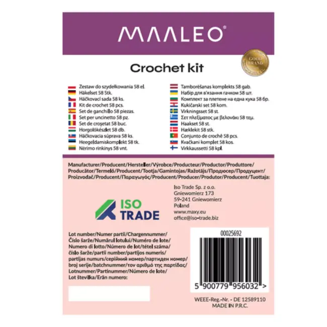 Maaleo 58-delige Haakset – XXL Haaknaalden + Accessoires in Opbergcase