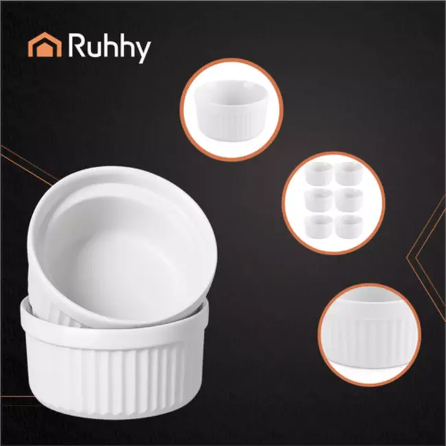 Ruhhy Set van 6 Ramekins – Ovenvaste Keramische Schaaltjes 200 ml