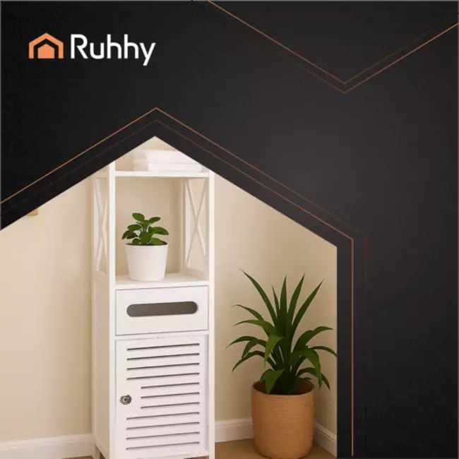 Ruhhy Badkamerkastje met Deurtje en Toiletpapierhouder – Wit 80 cm