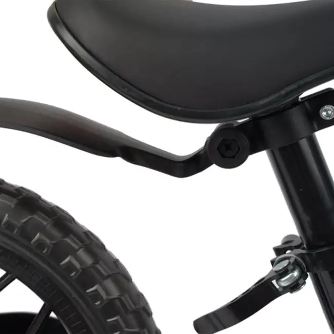 Kruzzel Loopfiets 12 inch Zwart – Verstelbaar Zadel + Draagriem