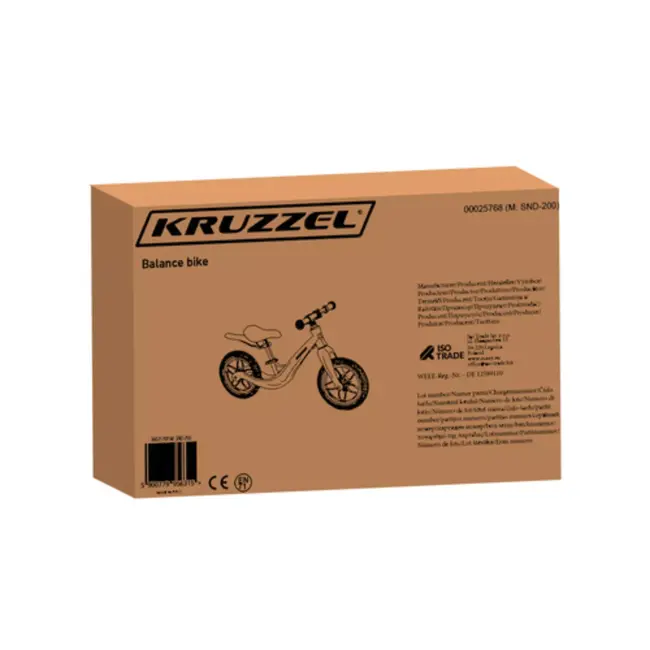 Kruzzel Loopfiets Roze 12 Inch – Verstelbaar Zadel + Draagriem