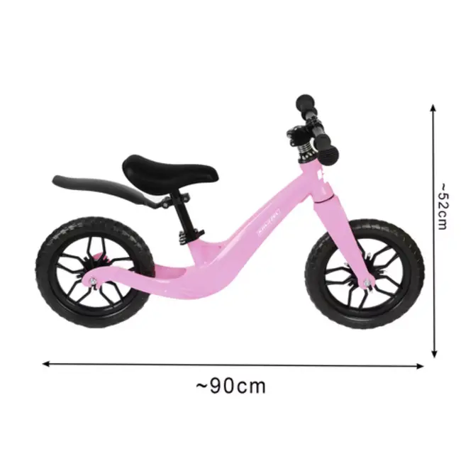 Kruzzel Loopfiets Roze 12 Inch – Verstelbaar Zadel + Draagriem