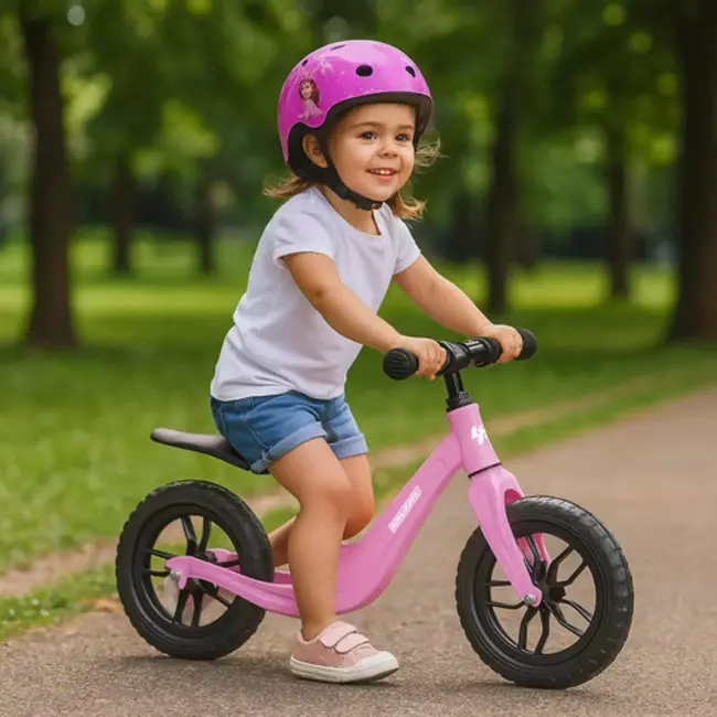 Kruzzel Loopfiets Roze 12 Inch – Verstelbaar Zadel + Draagriem