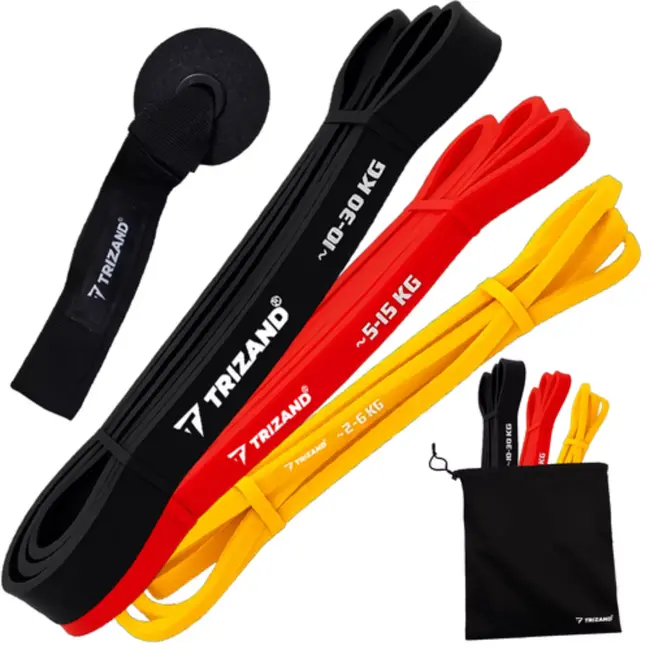 Trizand Weerstandsbanden Set – 3 Powerbands met Deuranker, Trainingsplan en Draagtas