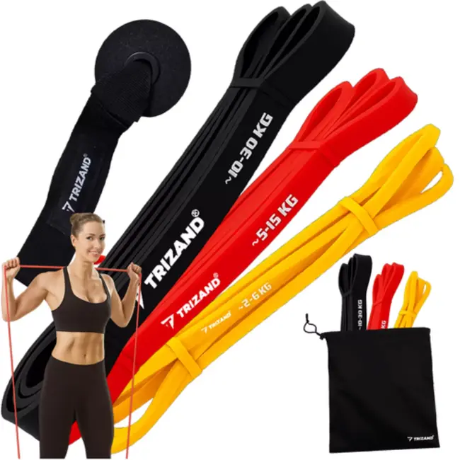 Trizand Weerstandsbanden Set – 3 Powerbands met Deuranker, Trainingsplan en Draagtas