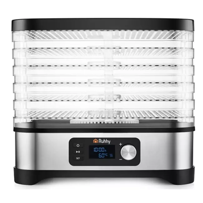 Ruhhy Voedseldroger 10L – Met LCD Timer en 5 Droogtrays Voor Champignons, Fruit en Groenten