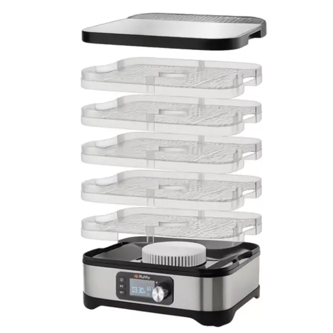 Ruhhy Voedseldroger 10L – Met LCD Timer en 5 Droogtrays Voor Champignons, Fruit en Groenten