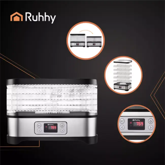 Ruhhy Voedseldroger 10L – 24u Timer en LCD Display – Droger voor Champignons en Fruit – Compact en Krachtig
