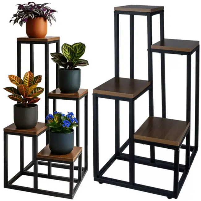 Ruhhy loft plantenstandaard – 4 lagen industrieel rek