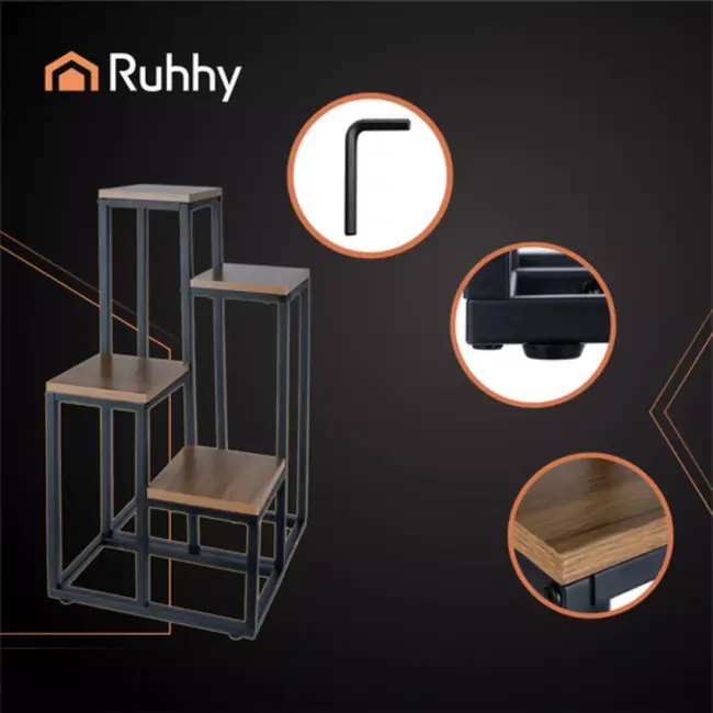 Ruhhy loft plantenstandaard – 4 lagen industrieel rek