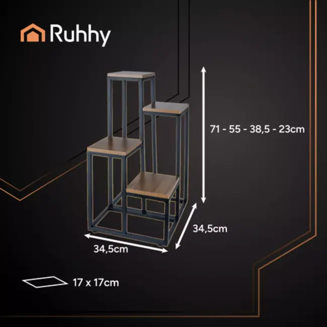 Ruhhy loft plantenstandaard – 4 lagen industrieel rek