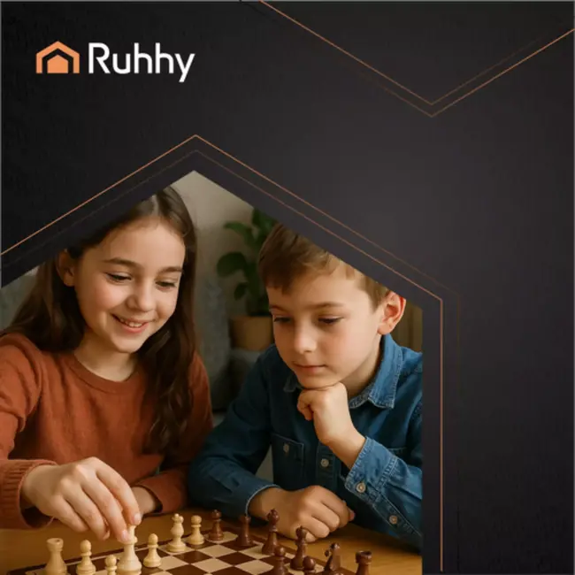 Ruhhy klassiek houten schaakset 31x31 cm – luxe opbergkoffer