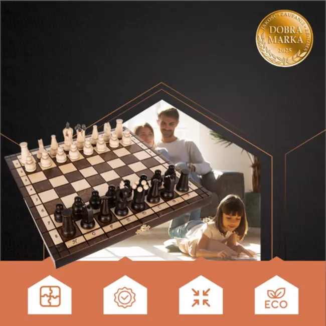 Ruhhy klassiek houten schaakset 31x31 cm – luxe opbergkoffer