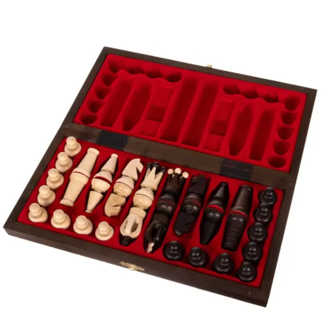 Ruhhy klassiek houten schaakset 31x31 cm – luxe opbergkoffer