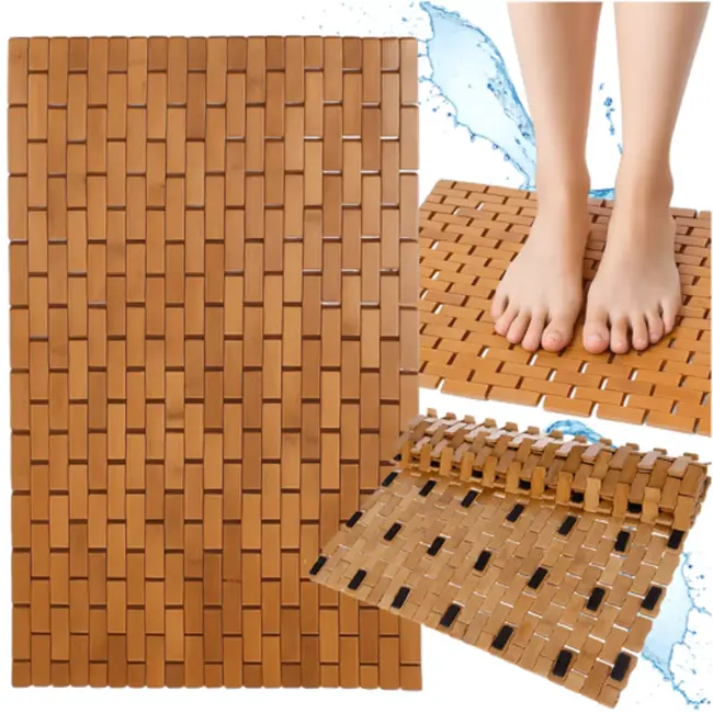 Ruhhy bamboe badmat 80x50 cm – antislip en waterproof