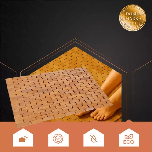 Ruhhy bamboe badmat 80x50 cm – antislip en waterproof