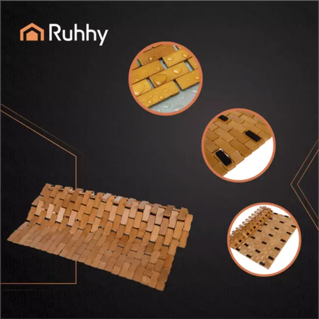 Ruhhy bamboe badmat 80x50 cm – antislip en waterproof