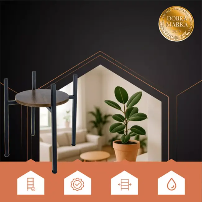 Ruhhy bloementafel 41 cm – moderne plantentafel zwart/hout