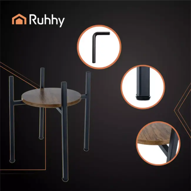 Ruhhy bloementafel 41 cm – moderne plantentafel zwart/hout