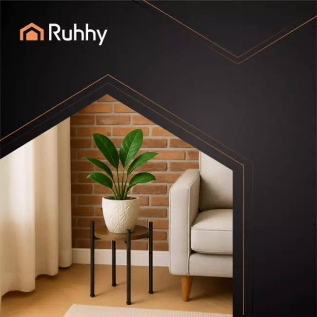 Ruhhy bloementafel 41 cm – moderne plantentafel zwart/hout