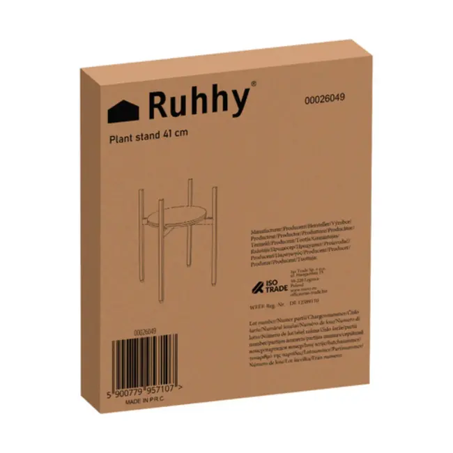 Ruhhy bloementafel 41 cm – moderne plantentafel zwart/hout