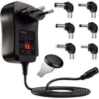 Izoxis Universele Adapter 3–12V met USB & 6 Pluggen – 30W
