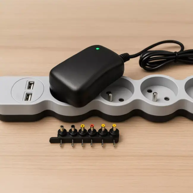 Izoxis Universele Adapter 3–12V met USB & 6 Pluggen – 30W