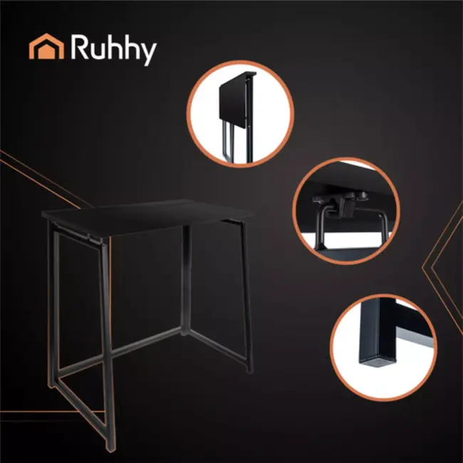 Ruhhy Inklapbaar Bureau Zwart – Compact en Stijlvol Werken