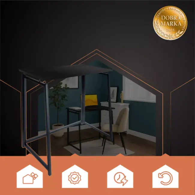 Ruhhy Inklapbaar Bureau Zwart – Compact en Stijlvol Werken