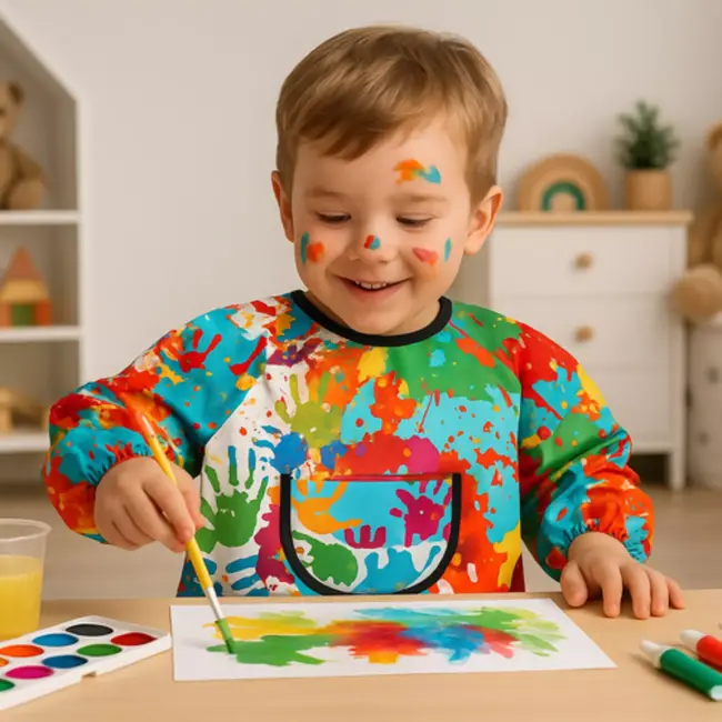 Kruzzel Schort, Schilder- en Keukenschort Kind 1-3 Jaar – Waterdicht & Creatief
