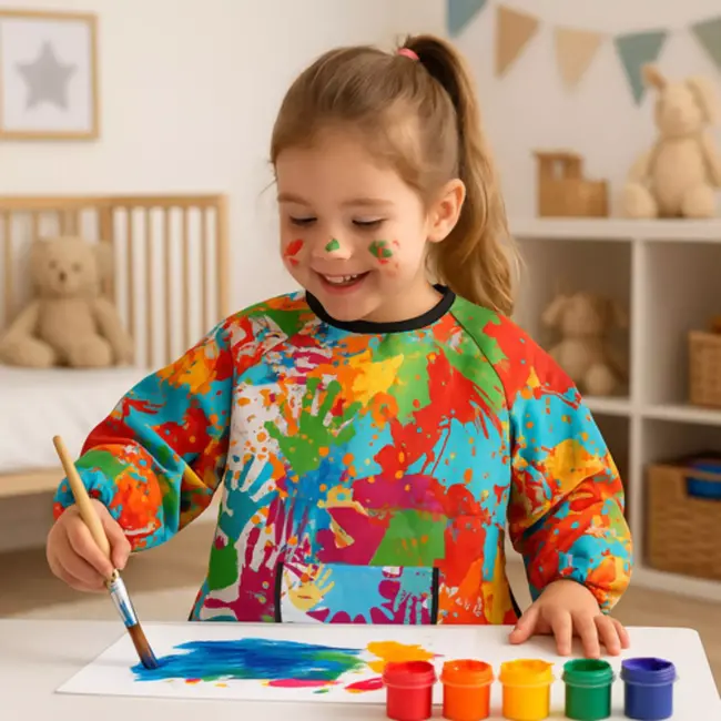 Kruzzel Verfschort Kind, Schort Kind 4-6 Jaar – Waterdicht en Kleurrijk