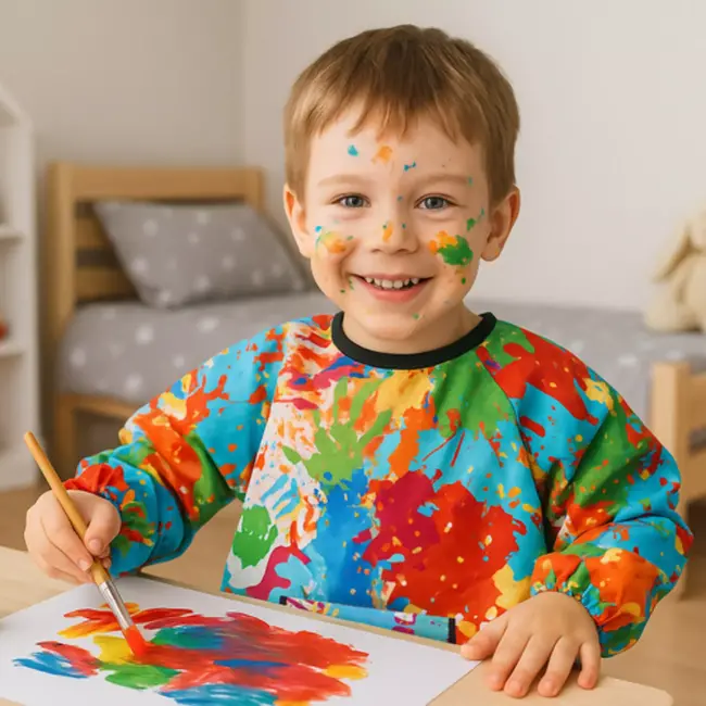 Kruzzel Verfschort Kind, Schort Kind 4-6 Jaar – Waterdicht en Kleurrijk