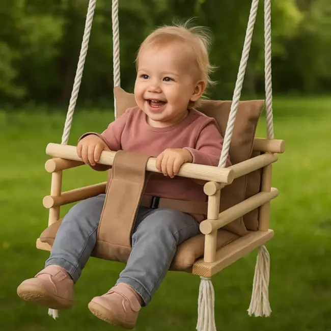 Kruzzel Velvet Babyschommel Beige – Veilig & Comfortabel