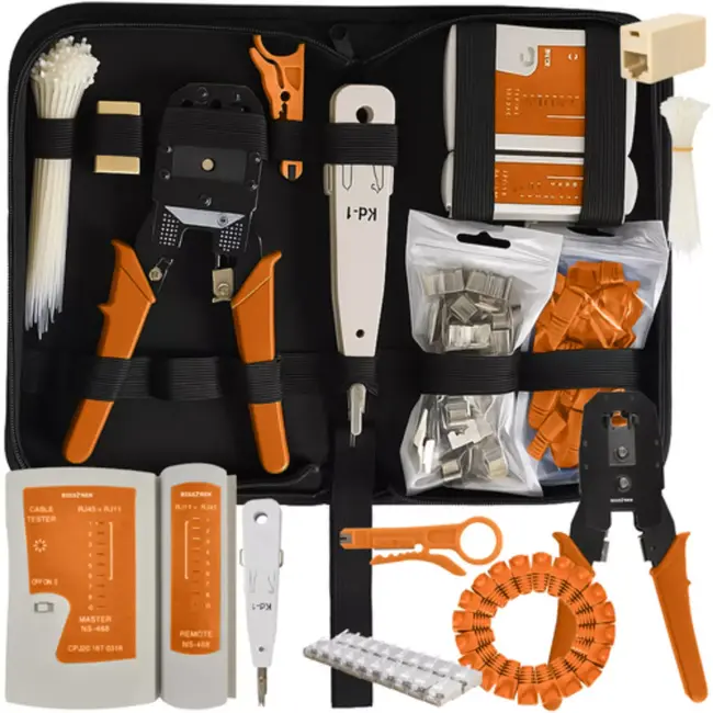 Bigstren RJ45 Netwerkset 145-delig – Crimper & Tester