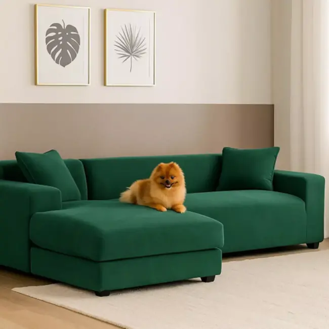 Ruhhy Bankhoes Velours Donkergroen 190–230 cm – Incl. Kussenhoes