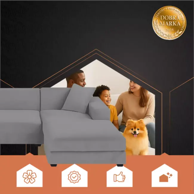 Ruhhy Bankhoes Donkergrijs 190–230 cm – Met Kussenhoes & Stretchstof