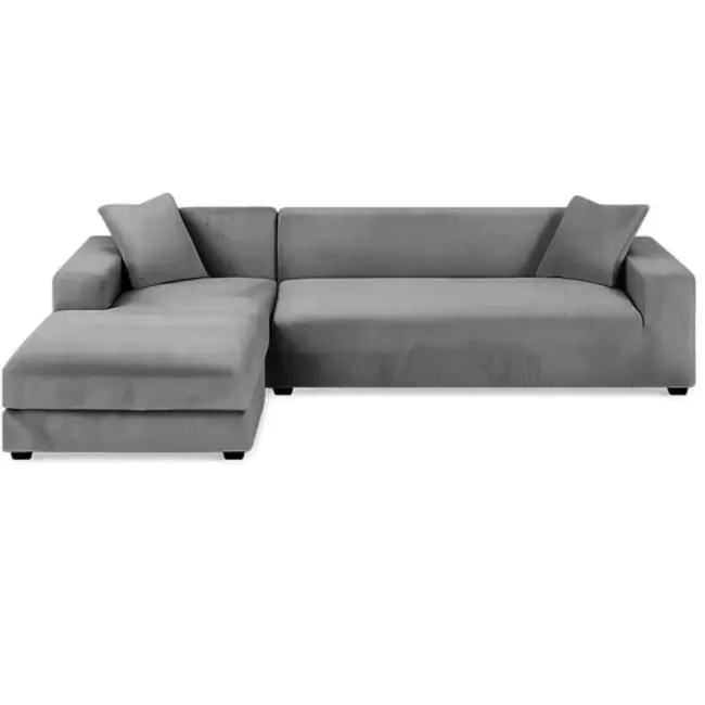 Ruhhy Bankhoes Donkergrijs 190–230 cm – Met Kussenhoes & Stretchstof