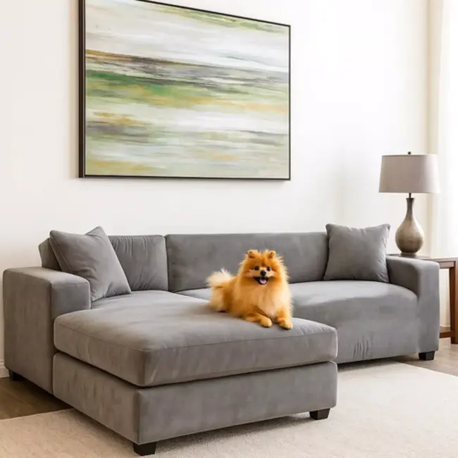 Ruhhy Bankhoes Donkergrijs 190–230 cm – Met Kussenhoes & Stretchstof