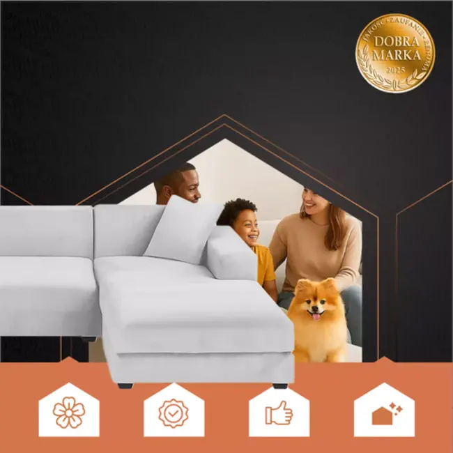 Ruhhy Bankhoes Lichtgrijs 190–230 cm – Incl. Kussenhoes & Stretchstof