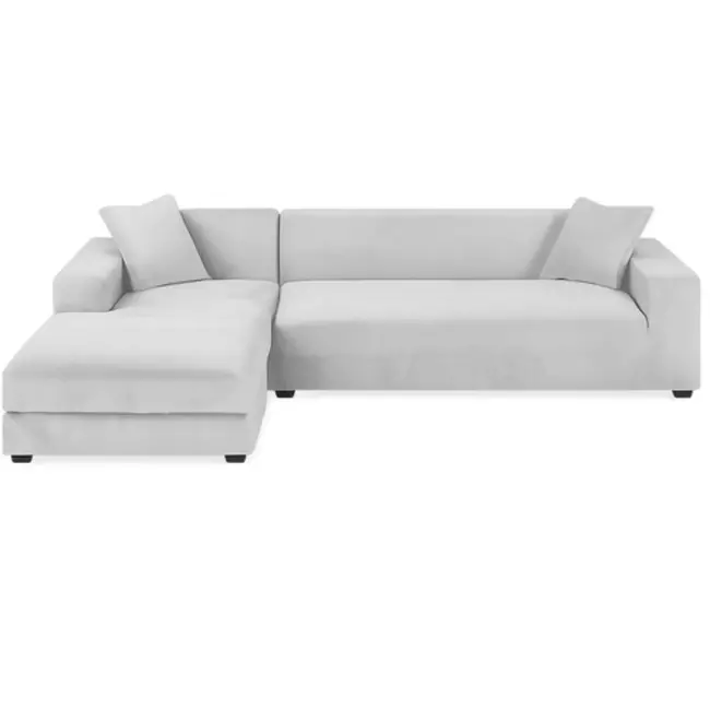 Ruhhy Bankhoes Lichtgrijs 190–230 cm – Incl. Kussenhoes & Stretchstof