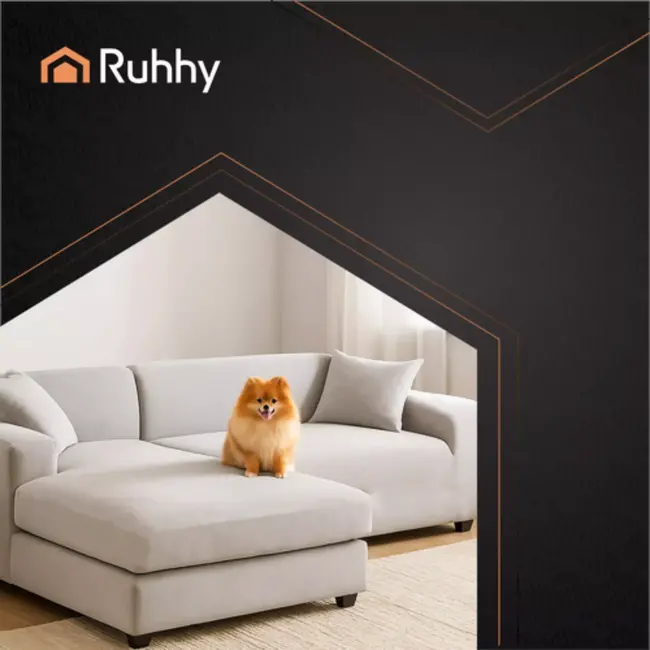 Ruhhy Bankhoes Lichtgrijs 190–230 cm – Incl. Kussenhoes & Stretchstof