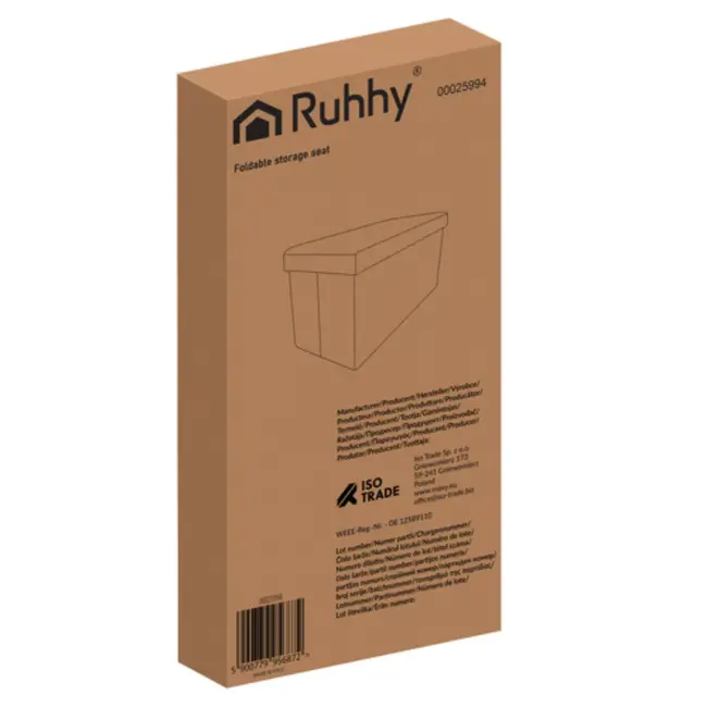 Ruhhy Lichtgrijze Fluwelen Poef 60×30×30 cm – Stijl & Comfort