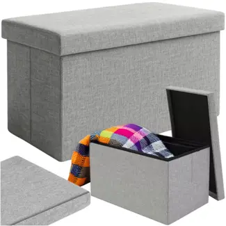 Ruhhy Lichtgrijze stoffen Poef 60×30×30 cm – Stijl & Comfort