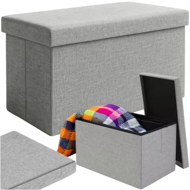 Ruhhy Lichtgrijze stoffen Poef 60×30×30 cm – Stijl & Comfort