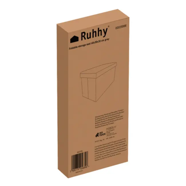 Ruhhy Lichtgrijze stoffen Poef 60×30×30 cm – Stijl & Comfort