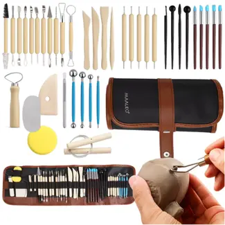 Maaleo 40‑delige modelleer‑ & beeldhouwset in rol‑etui